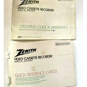 Zenith JR9000W Betatape Quick guide and operating system Manual RARE